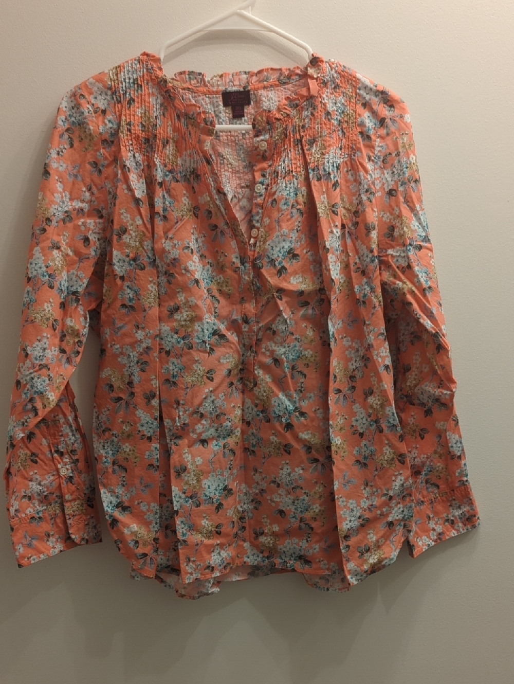 J. Crew × Liberty Coral Hydrangea Print Blouse